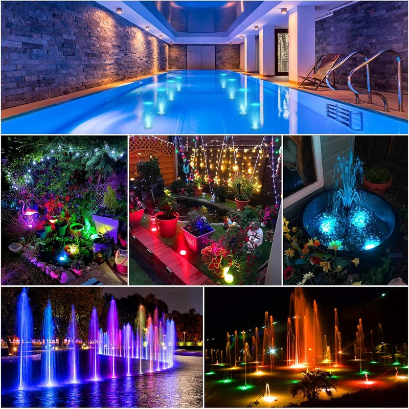 YiaMia أضواء سبوت LED تعمل بالبطارية قابلة للغمر مع جهاز تحكم عن بعد، مصابيح صغيرة مزخرفة لوعاء السمك لقاعدة الأكواريوم، بركة، زفاف، حفلة هالوين (4 عبوات) - Image 3
